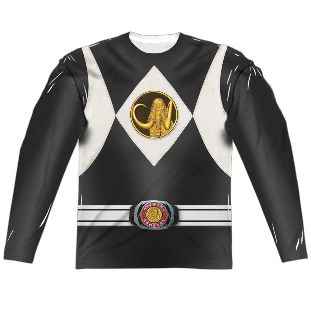 Power Rangers Black Ranger Long Sleeve Double-Sided Sublimated Costume Adult T Shirt