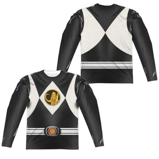 Power Rangers Black Ranger Long Sleeve Double-Sided Sublimated Costume Adult T Shirt