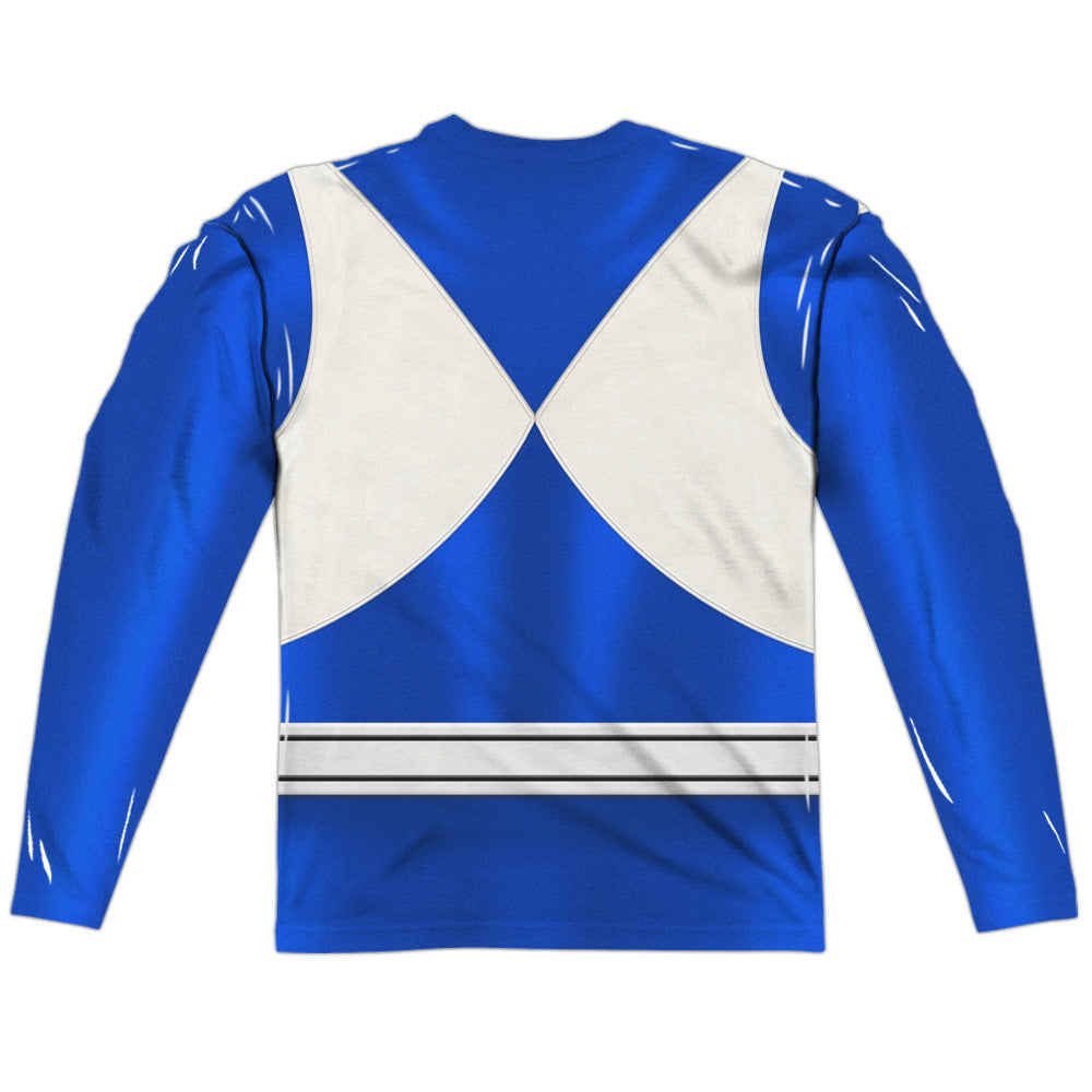 Power Rangers Blue Ranger Long Sleeve Double-Sided Sublimated Costume Adult T Shirt