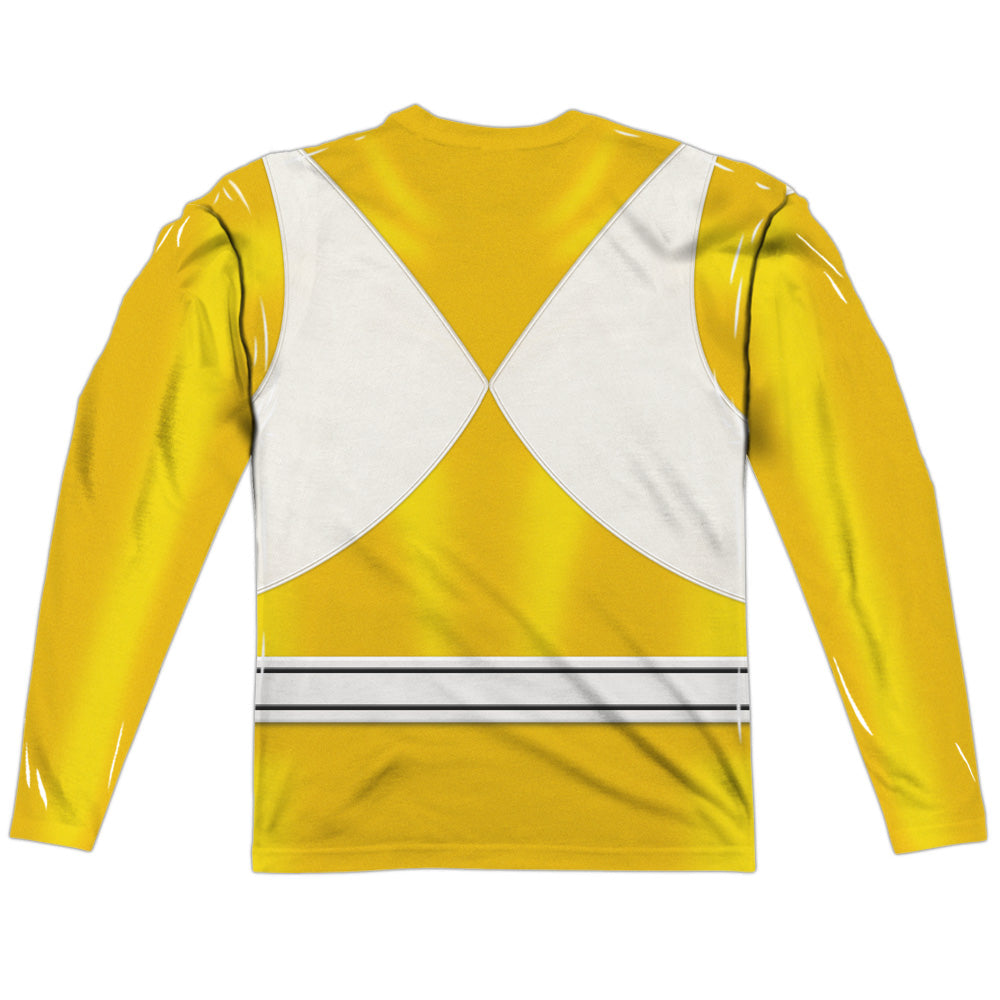 Power Rangers Yellow Ranger Long Sleeve Double-Sided Sublimated Costume Adult T Shirt