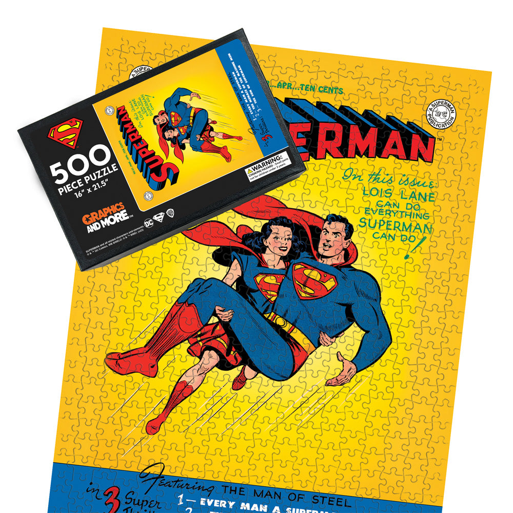 Superman and Lois Lane Retro Poster 500 Piece Jigsaw Puzzle for Adults, 16" L X 21.5" W