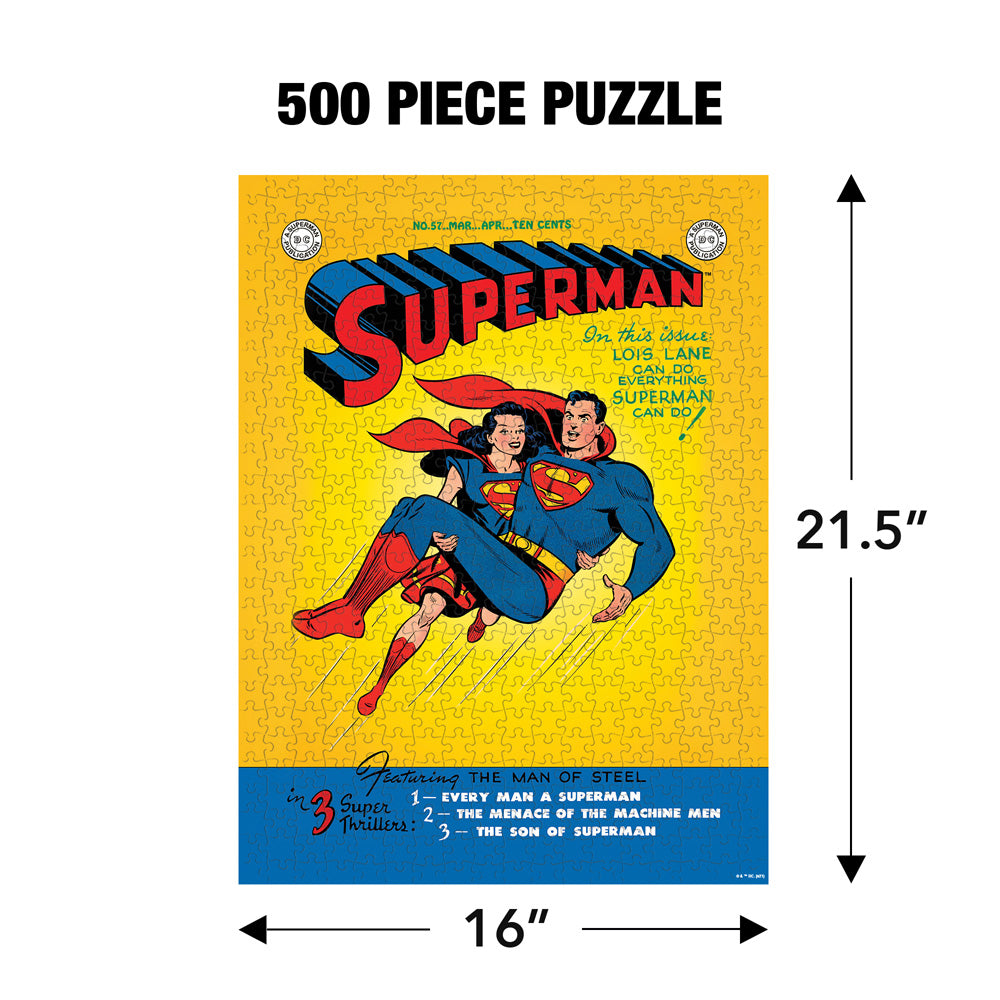 Superman and Lois Lane Retro Poster 500 Piece Jigsaw Puzzle for Adults, 16" L X 21.5" W