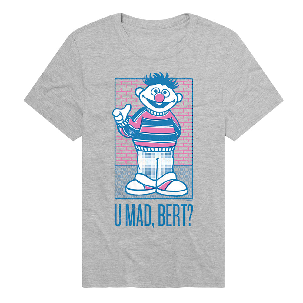 Sesame Street U Mad, Bert? Adult Unisex T Shirt Grey