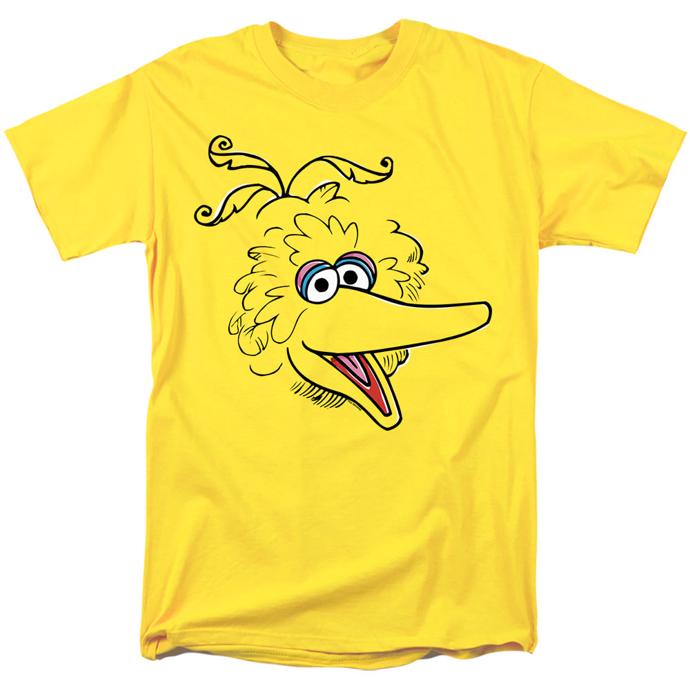 Sesame Street Big Bird Retro Sketch Face Adult Unisex T Shirt Yellow