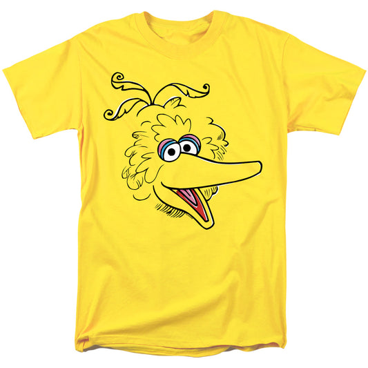 Sesame Street Big Bird Retro Sketch Face Adult Unisex T Shirt Yellow