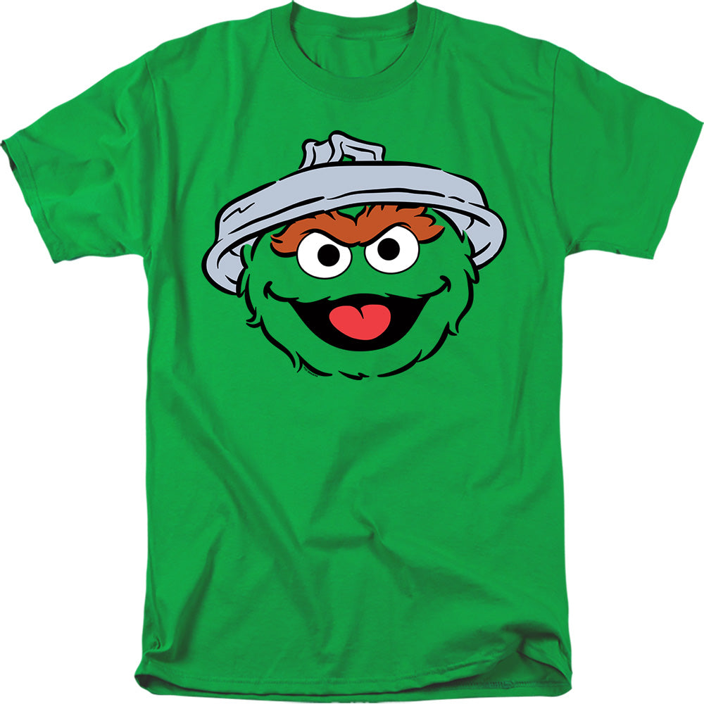 Sesame Street Oscar The Grouch Full Face Adult Unisex T Shirt Kelly Green