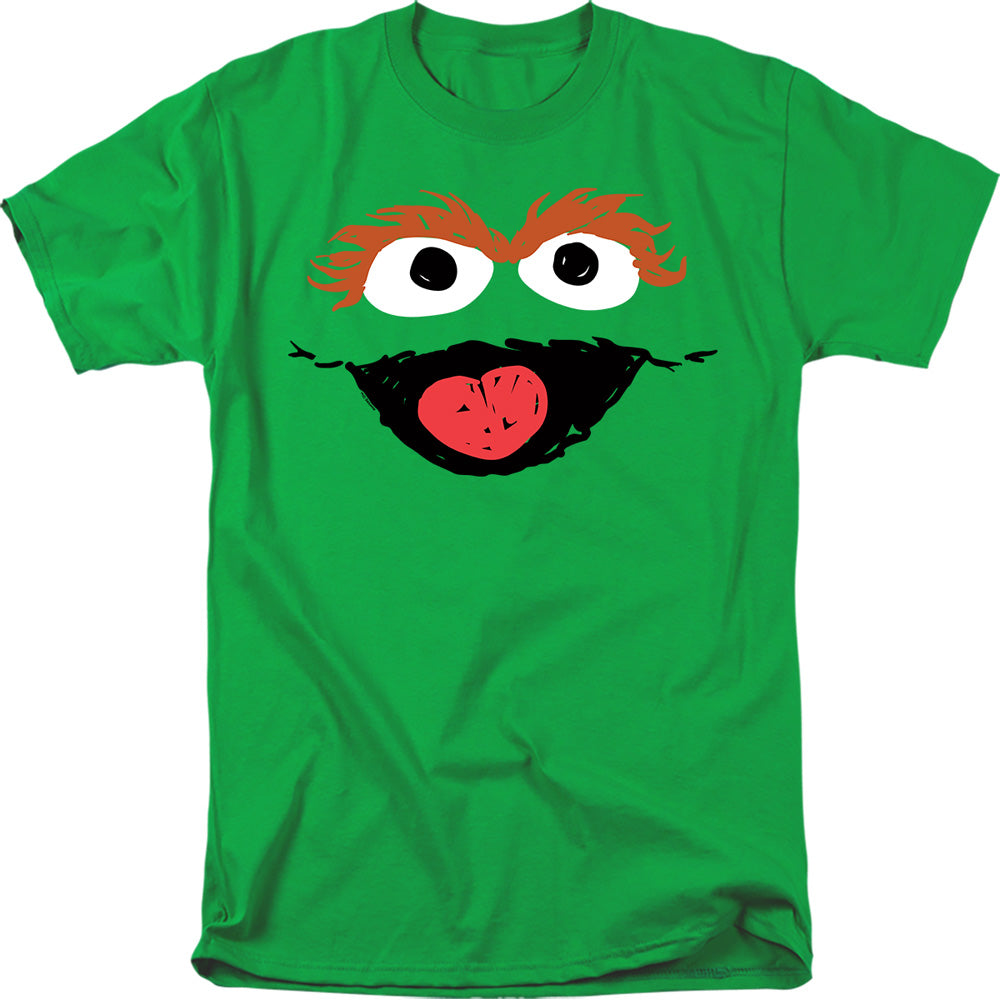 Sesame Street Oscar The Grouch Crayon Sketch Adult Unisex T Shirt Kelly Green