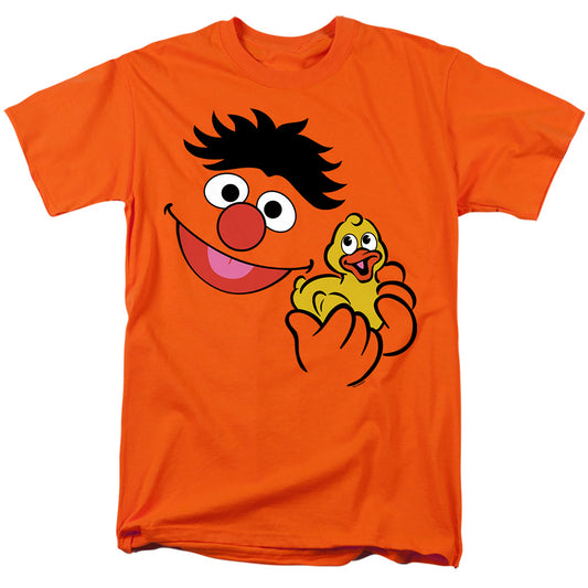 Sesame Street Ernie Holding Rubber Duckie Adult Unisex T Shirt Orange