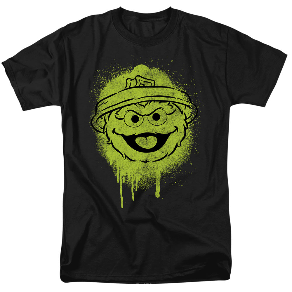 Sesame Street Oscar The Grouch Graffiti Spray Face Adult Unisex T Shirt Black