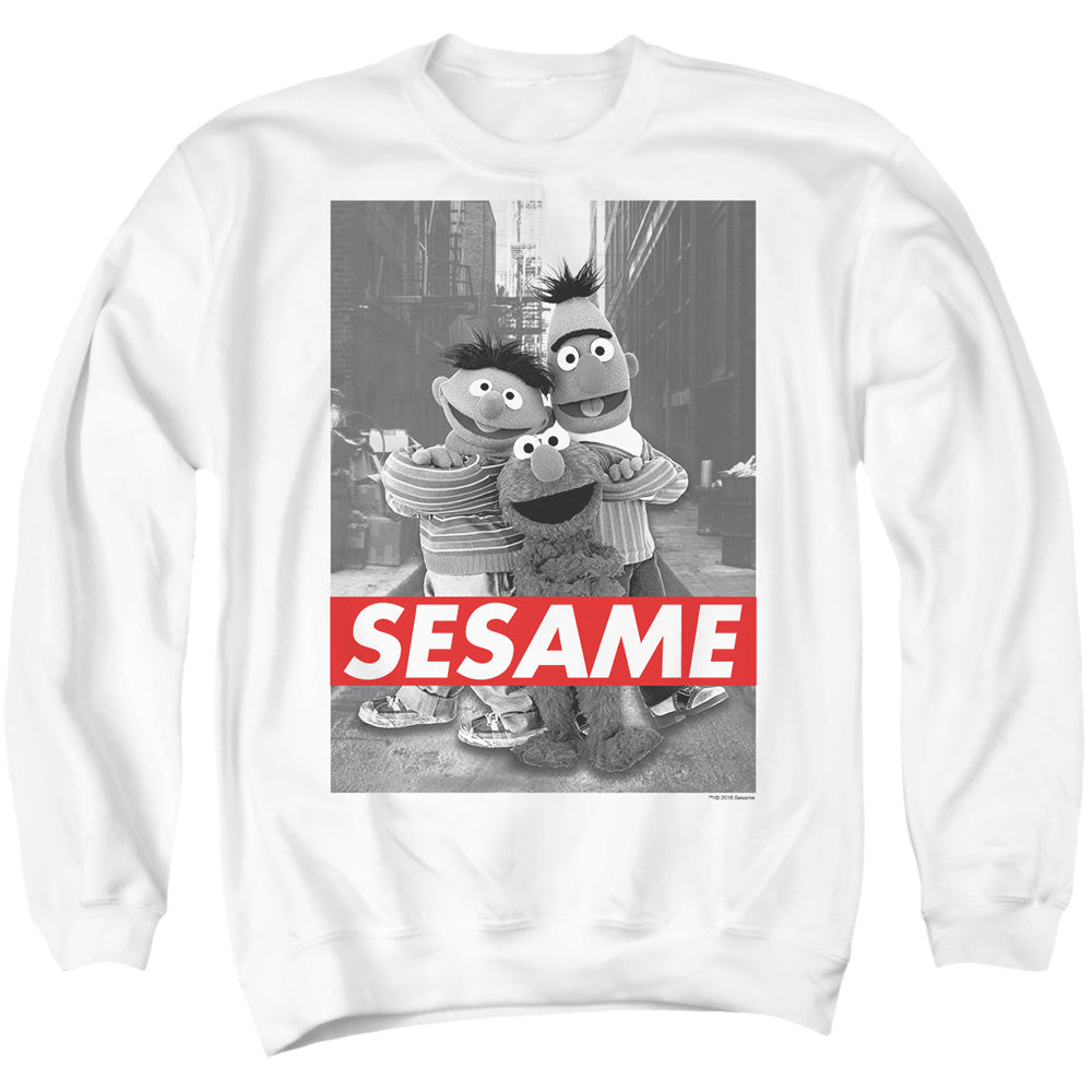 Sesame Street Bert and Ernie Supreme Adult Crewneck Sweatshirt White