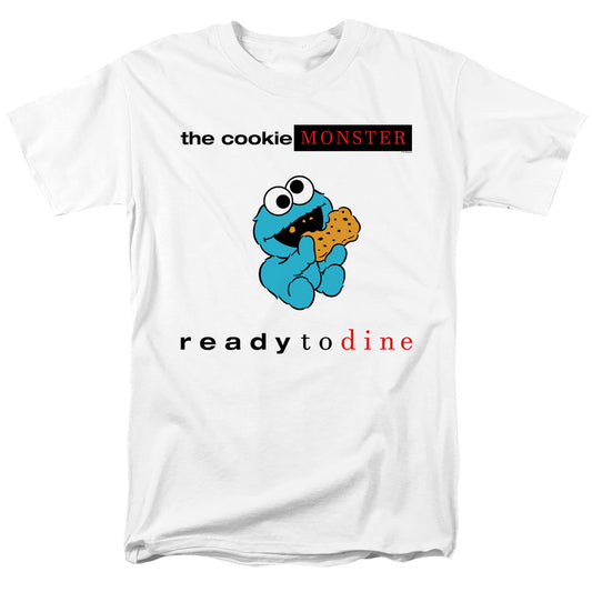 Cookie Monster Ready to Dine Sesame Street Adult Unisex T Shirt White