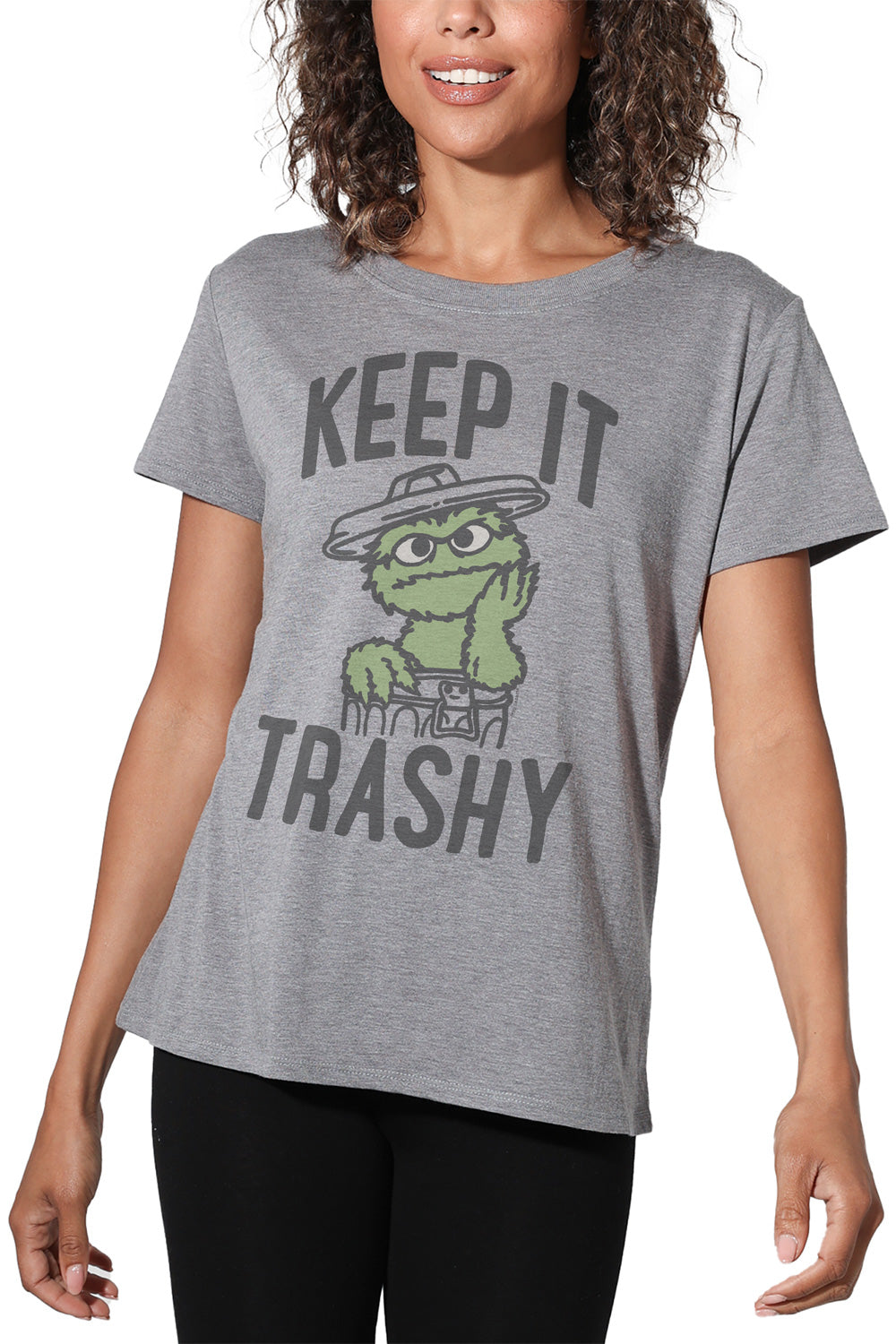 Sesame Street Oscar Keep It Trashy Women's Loose T Shirt Athletic Heather