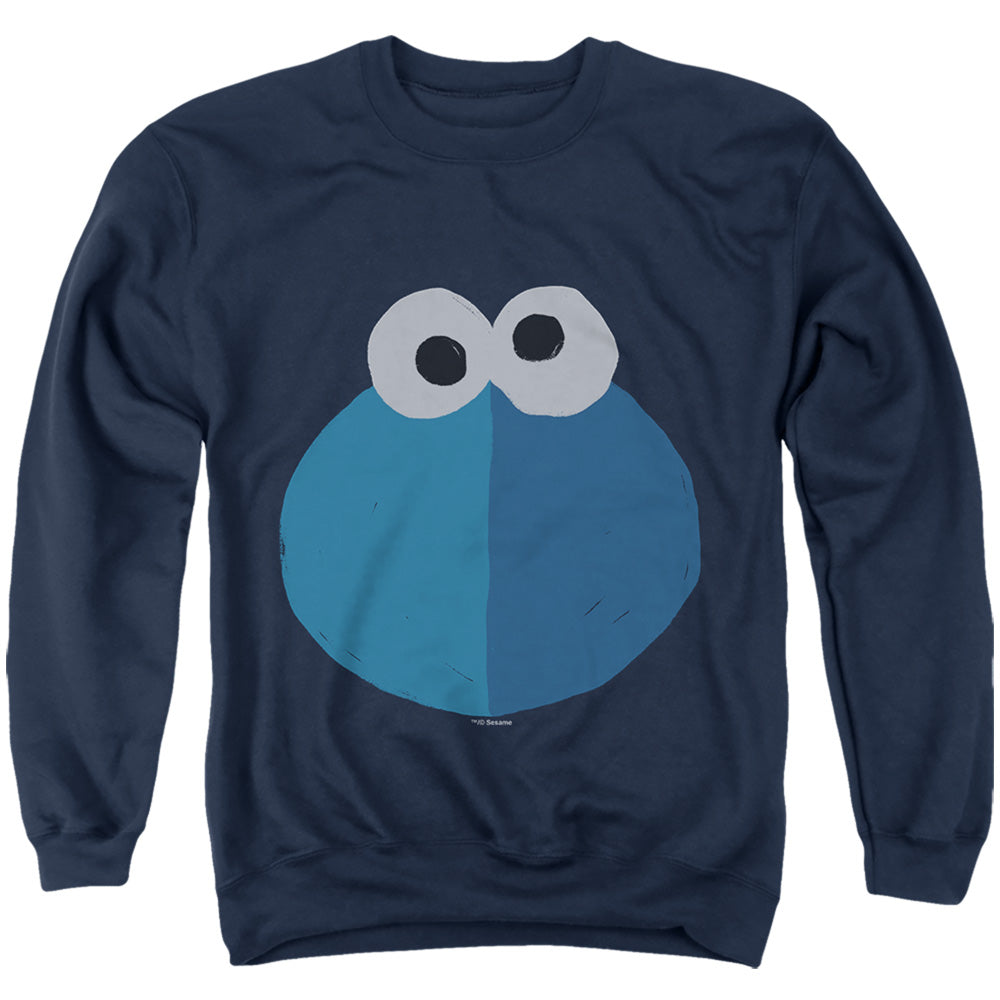 Cookie Monster Big Face Adult T Shirt Navy