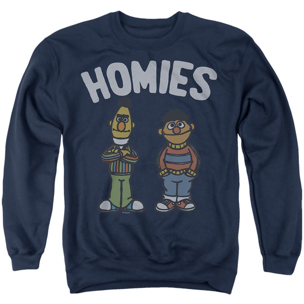 Sesame Street Bert and Ernie Homies Adult Crewneck Sweatshirt Navy