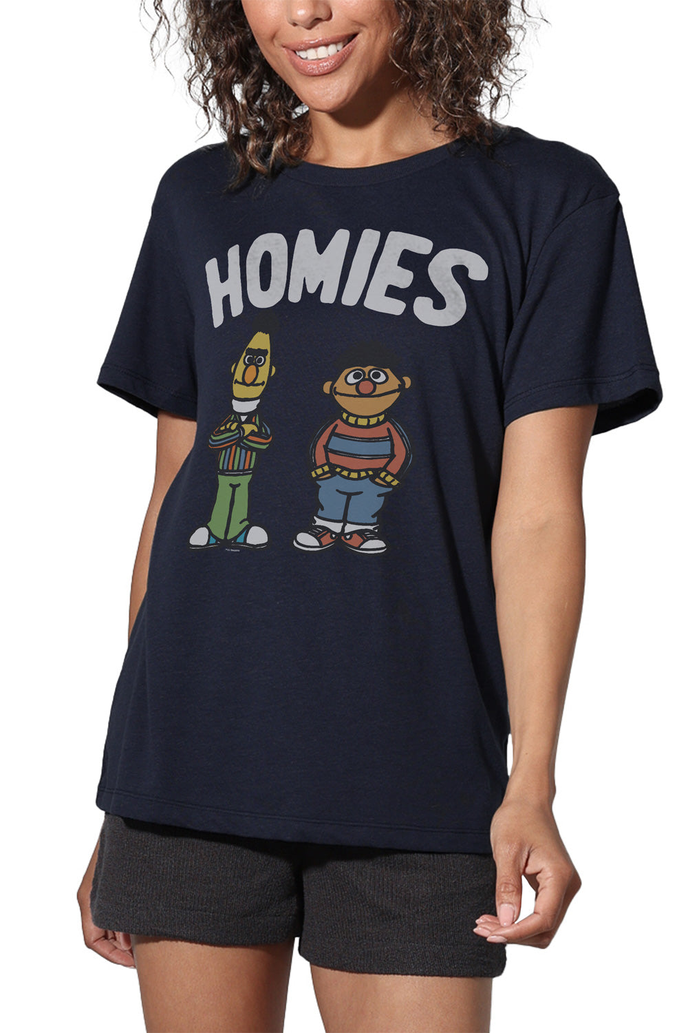 Sesame Street Bert and Ernie Homies Women's Loose T Shirt Navy