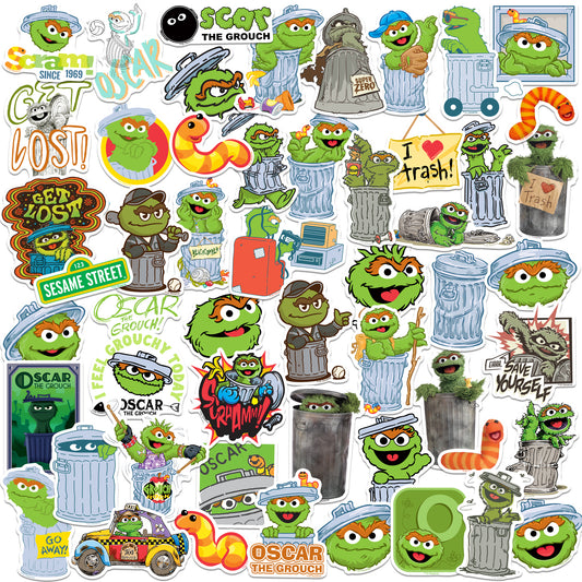 Oscar the Grouch Vinyl Stickers 50-Pack