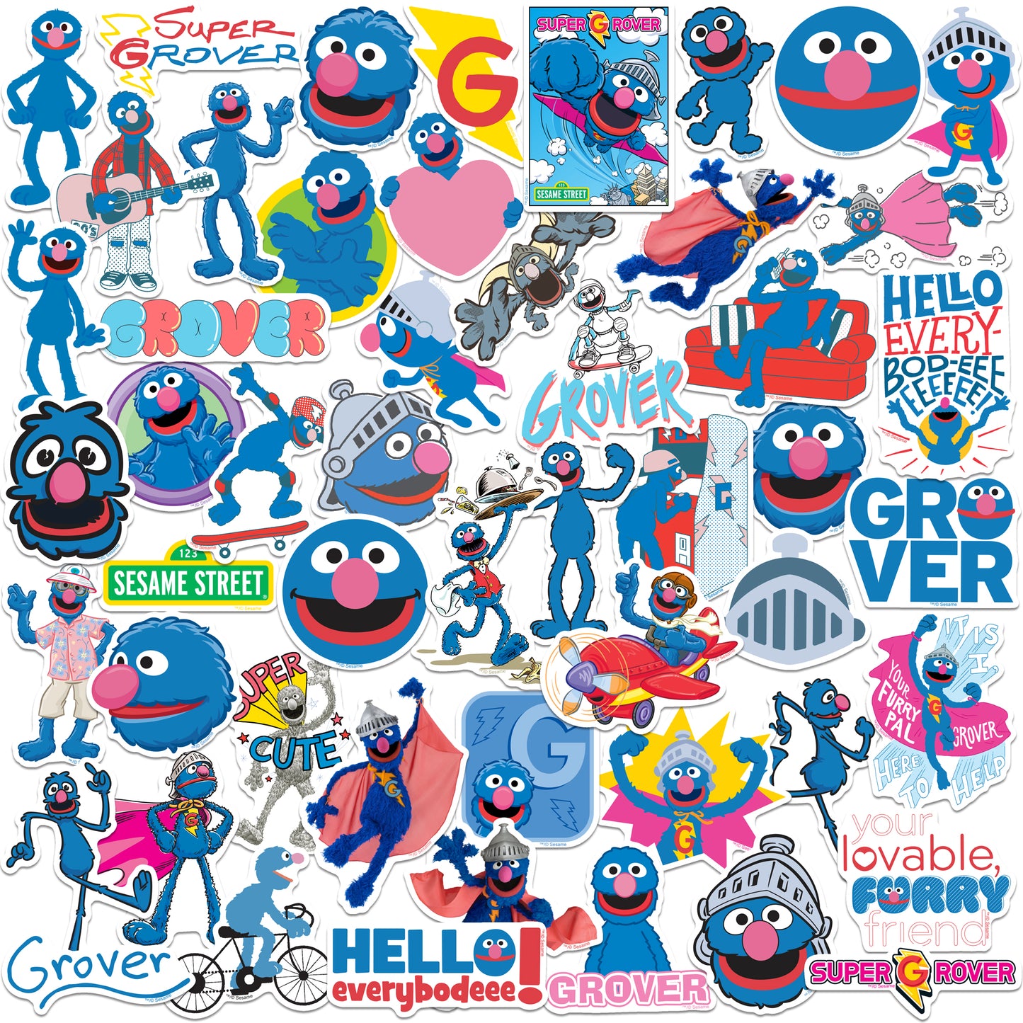 Grover Vinyl Stickers 50-Pack