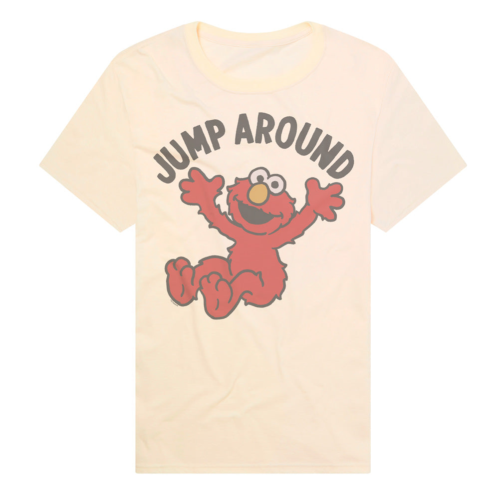 Sesame Street Elmo Jump Around Adult T Shirt Cream