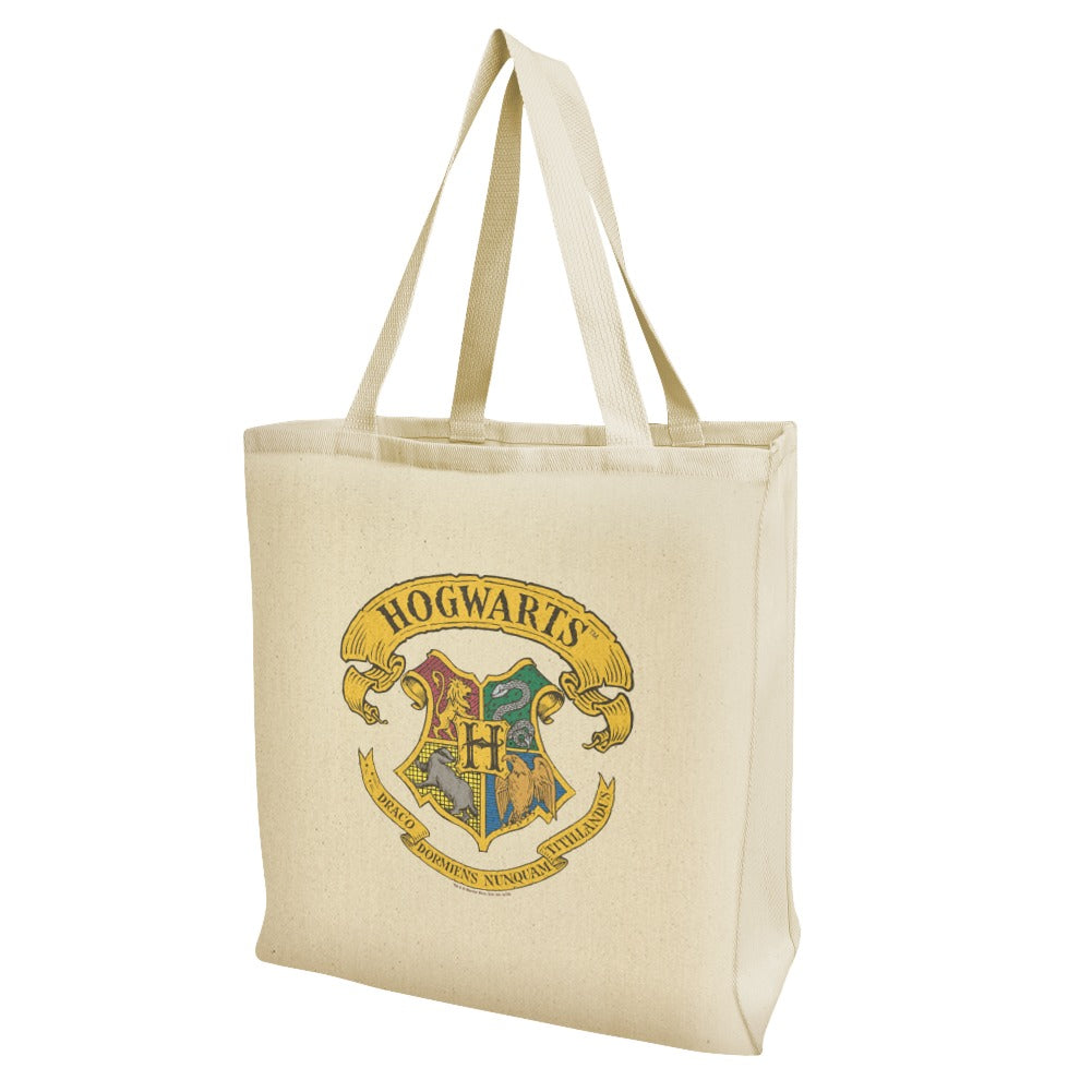 Harry Potter Ilustrated Hogwart's Crest Grocery Travel Reusable Tote Bag