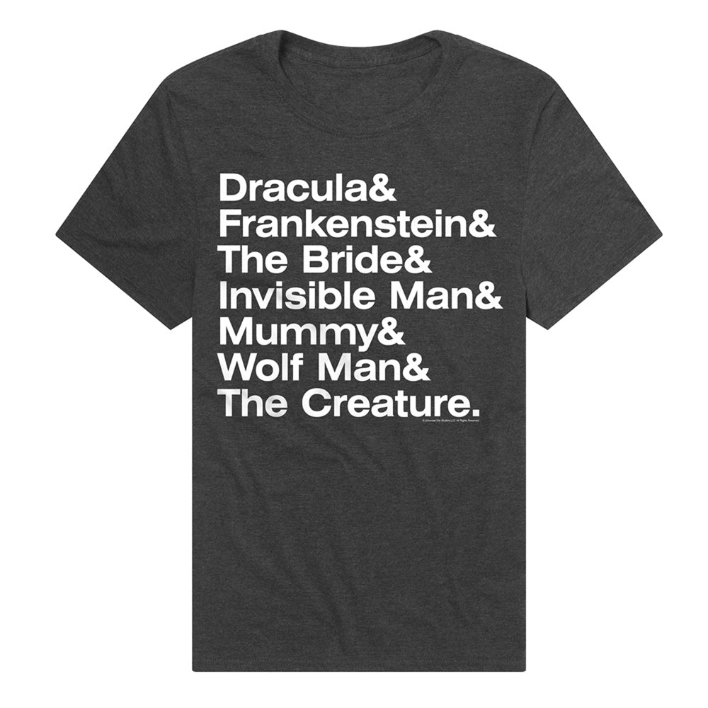 Universal Monsters Ampersand Monsters Adult Unisex T Shirt Charcoal