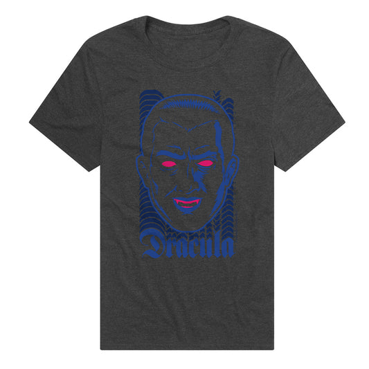 Universal Monsters Dracula Neon Adult Unisex T Shirt Charcoal