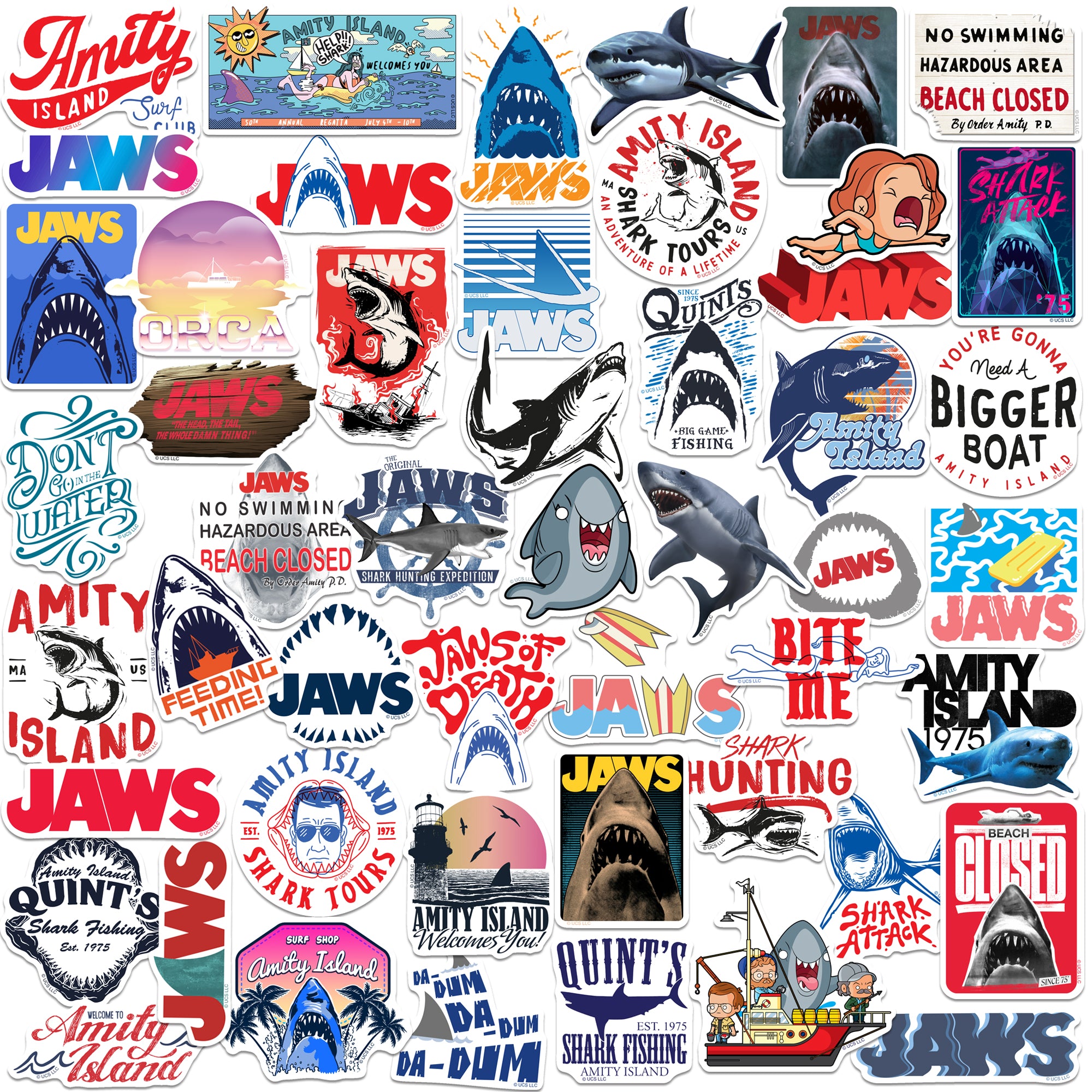 Jaws Vinyl Stickers 50-Pack - Popfunk