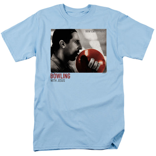 The Big Lebowski Bowling With Jesus Adult Unisex T Shirt Light Blue