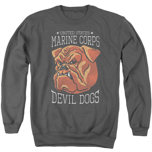 U.S Marine Corps Devil Dogs Logo Adult Crewneck Sweatshirt Charcoal
