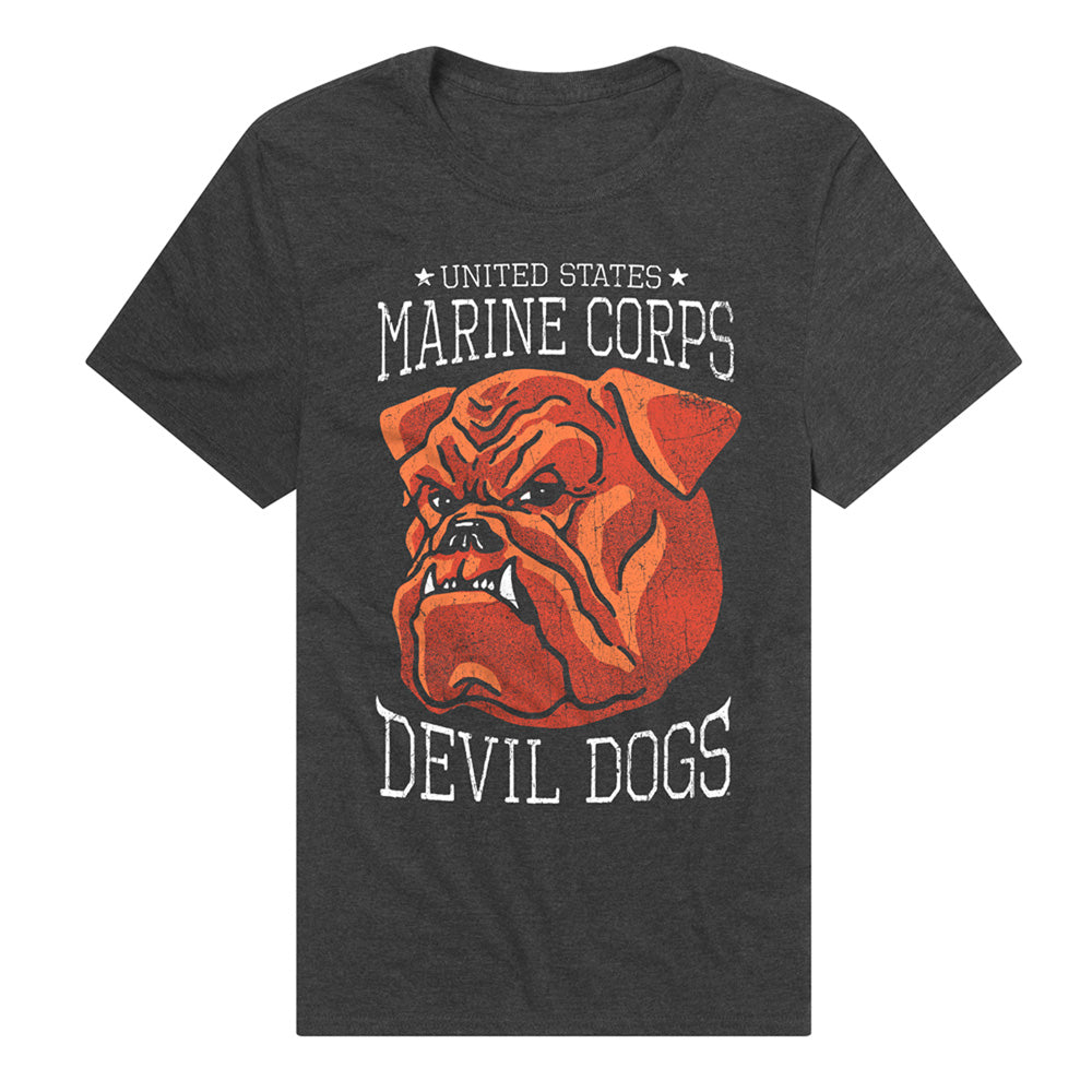 U.S Marine Corps Devil Dogs Logo Adult Unisex T Shirt Charcoal