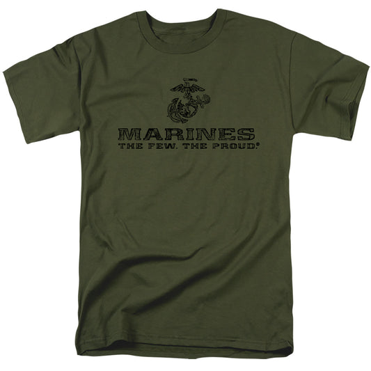 U.S Marines Distressed Logo Adult Unisex T Shirt Green