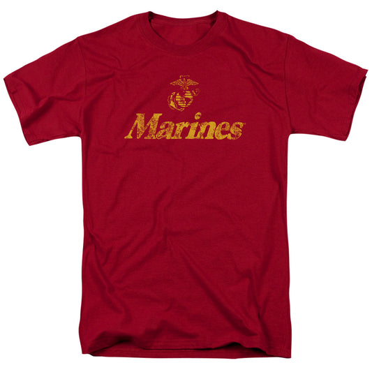U.S Marines Retro Logo Adult Unisex T Shirt Cardinal Red