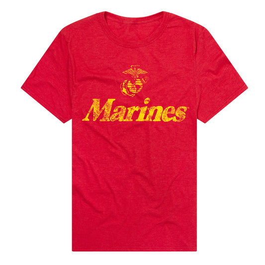 U.S Marines Retro Logo Adult Unisex T Shirt Cardinal Red