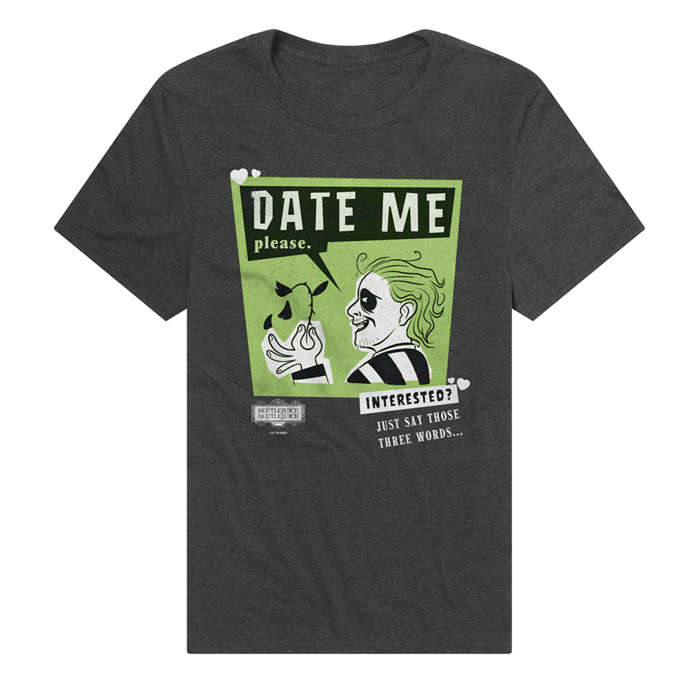 Beetlejuice Beetlejuice Date Me Vintage Ad Adult T Shirt Charcoal