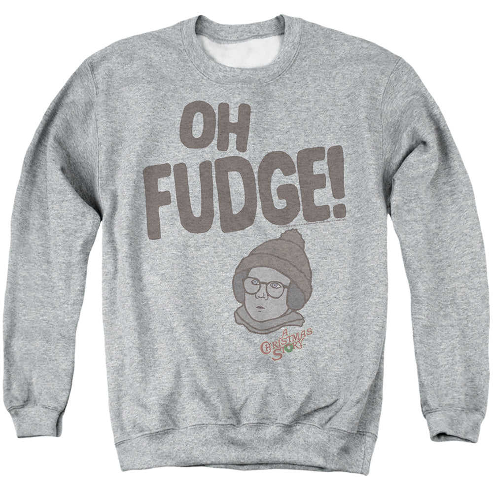 Oh Fudge A Christmast Story Adult Crewneck Sweatshirt Grey