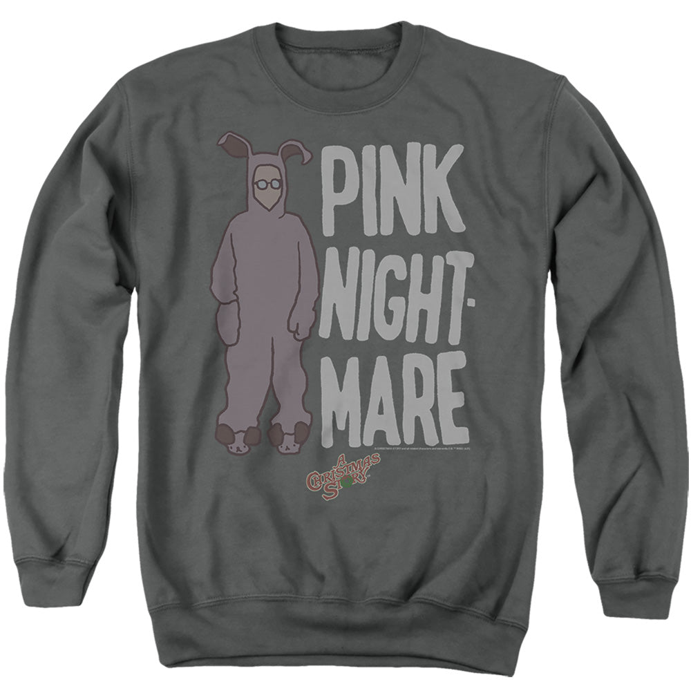 Pink Nightmare A Christmas Story Adult Crewneck Sweatshirt Charcoal