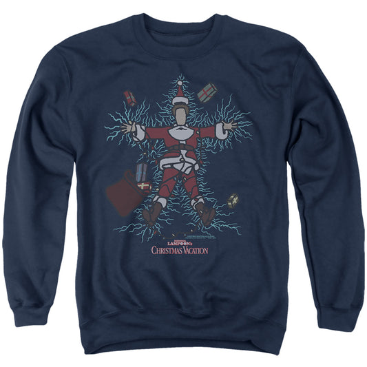 Elf Electric Shock Adult Crewneck Sweatshirt Navy