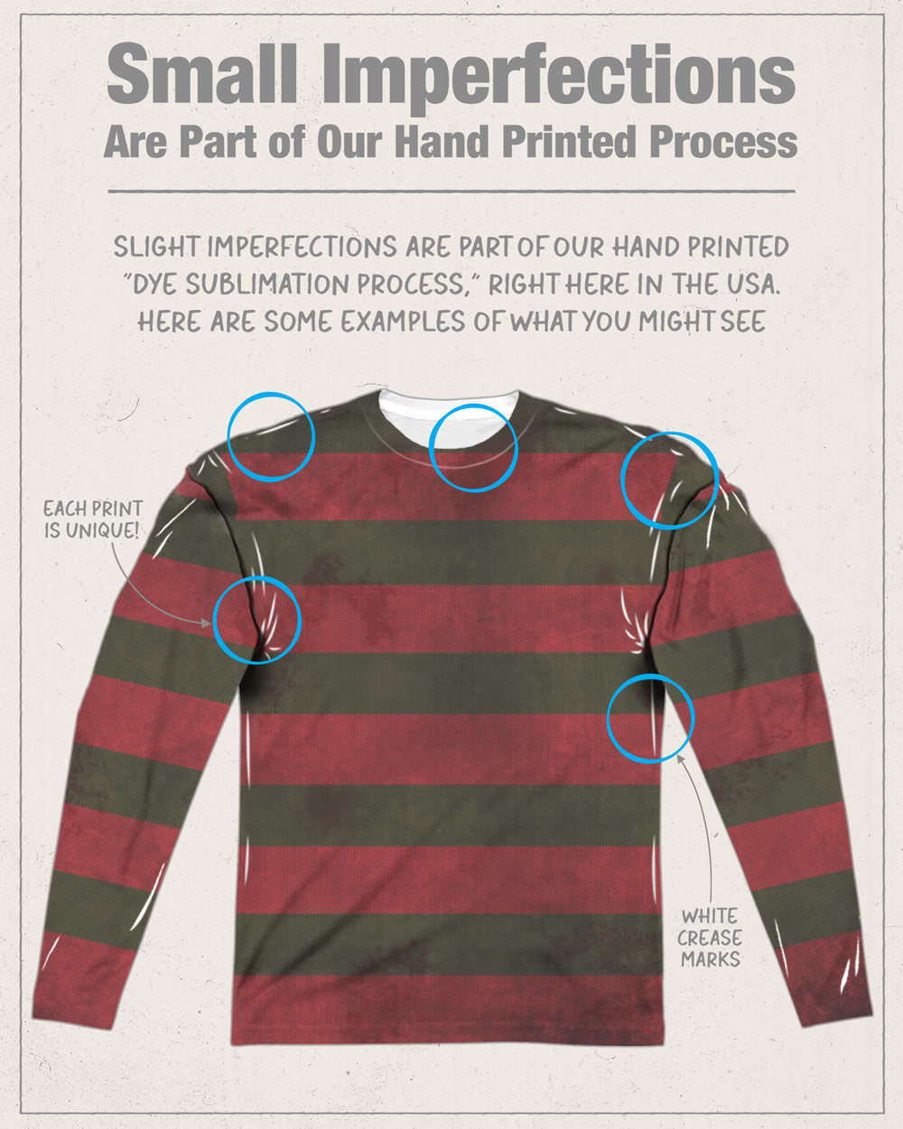 Nightmare on Elm Street Freddy Long Sleeve Double-Sided Sublimated Costume Adult T Shirt