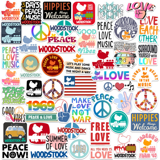 Woodstock Vinyl Stickers 50-Pack