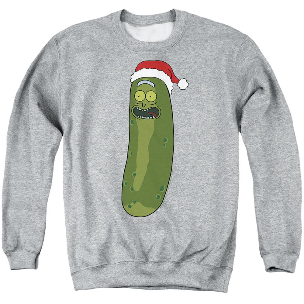 Rick and Morty Christmas, Merry Rickmas With Pickle Rick Santa Hat Unisex Adult Sweatshirt